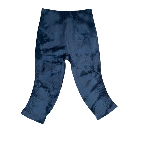 𝓛𝓾𝓵𝓾𝓵𝓮𝓶𝓸𝓷 Womens Blue Tie-Dye Ribbed Seamless High-Waisted Crop Legging - Picture 4 of 5